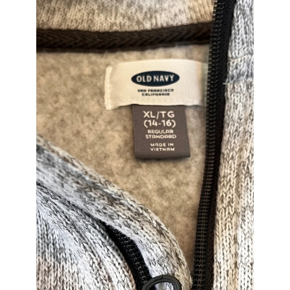 Old Navy Boy Heather Gray Quarter Zip Pullover Sweater Size XL 14-16 Fleece Knit
